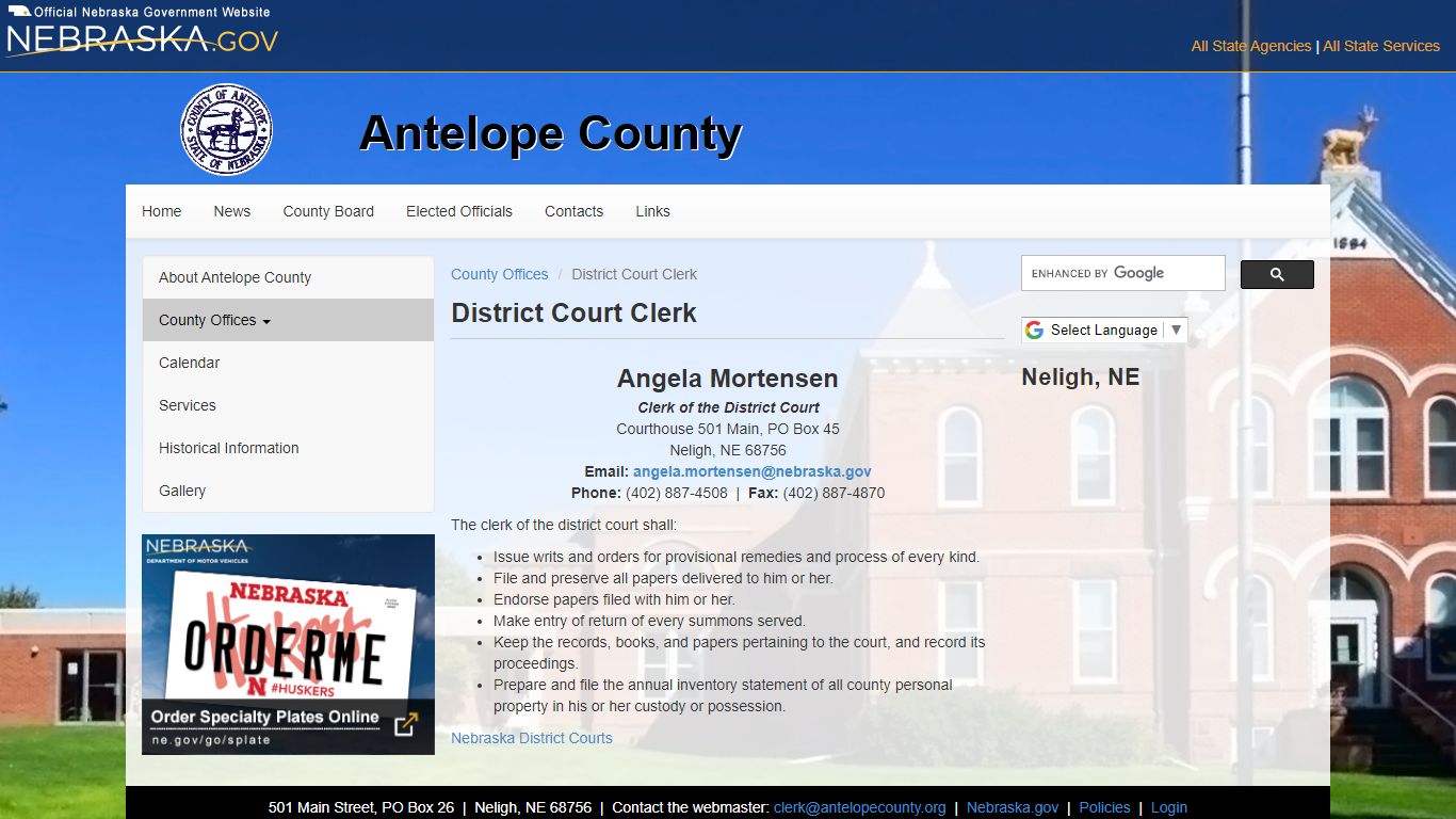 District Court Clerk | Antelope County