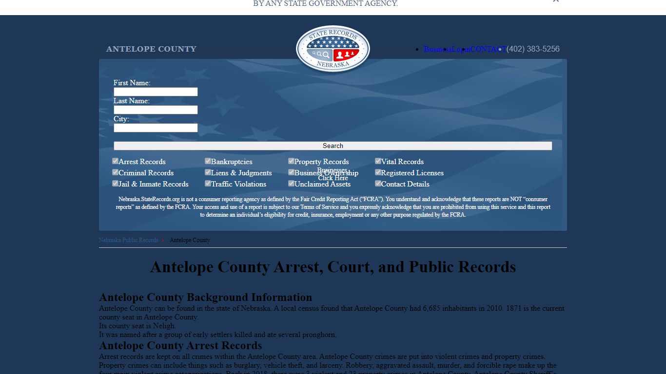 Antelope County Arrest, Court, and Public Records